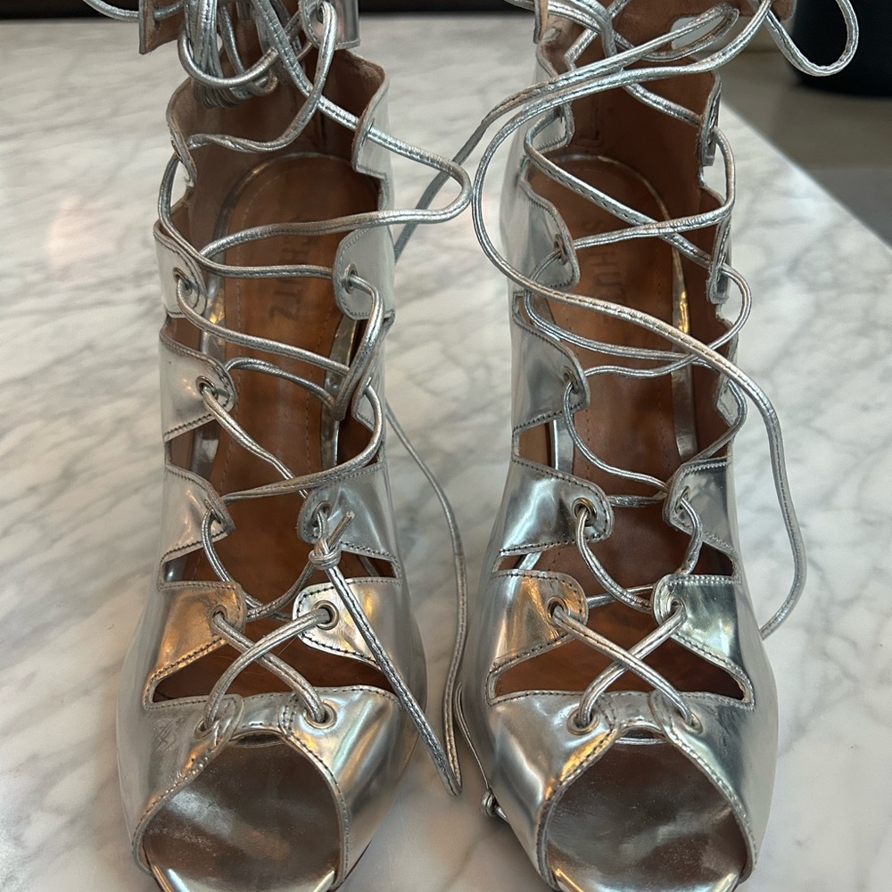 Schutz Slate Prata Silver Lace-Up Women's Shoes - Size 11 NWOT